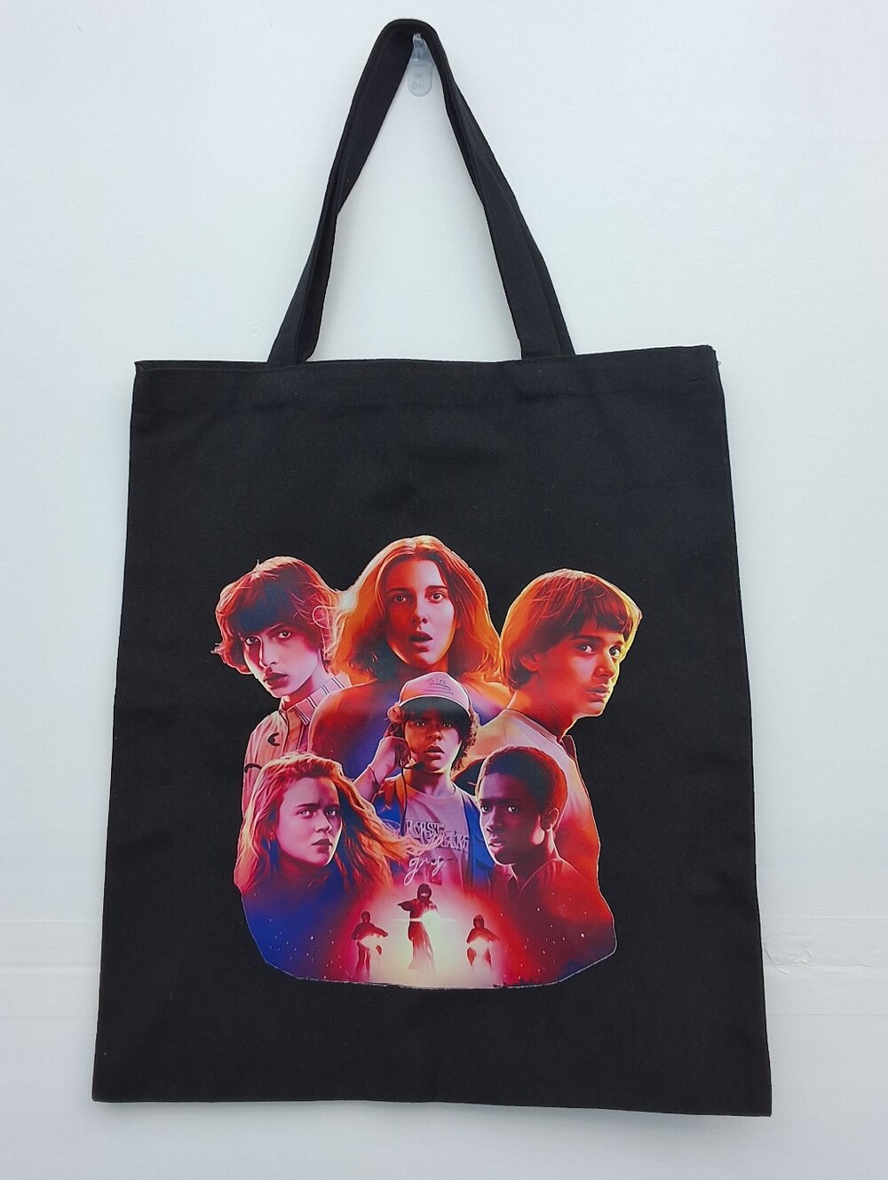 Stranger Things Hawkins Crew Black Canvas Tote Bag, New